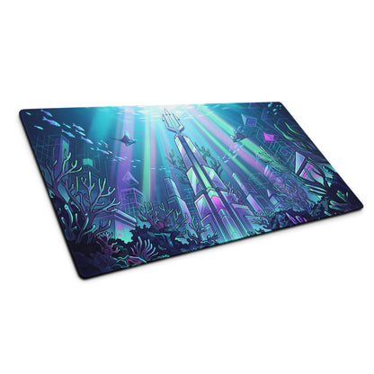 Neon Ocean Vaporwave Mousepad - Mousepad Neon Cyan Purple Pink Gaming Desk Vaporwave Dreamy Synthwave Neon Ocean Digital