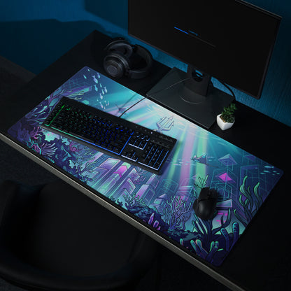 Neon Ocean Vaporwave Mousepad - Mousepad Neon Cyan Purple Pink Gaming Desk Vaporwave Dreamy Synthwave Neon Ocean Digital