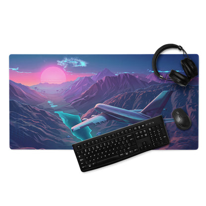 Vaporwave Sunset Mountains Mouse Pad - Mouse Pad Neon Pink Purple Desktop Vaporwave Dreamy Neon Aesthetic Gaming Digital