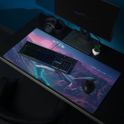 Vaporwave Sunset Mountains Mouse Pad - Mouse Pad Neon Pink Purple Desktop Vaporwave Dreamy Neon Aesthetic Gaming Digital