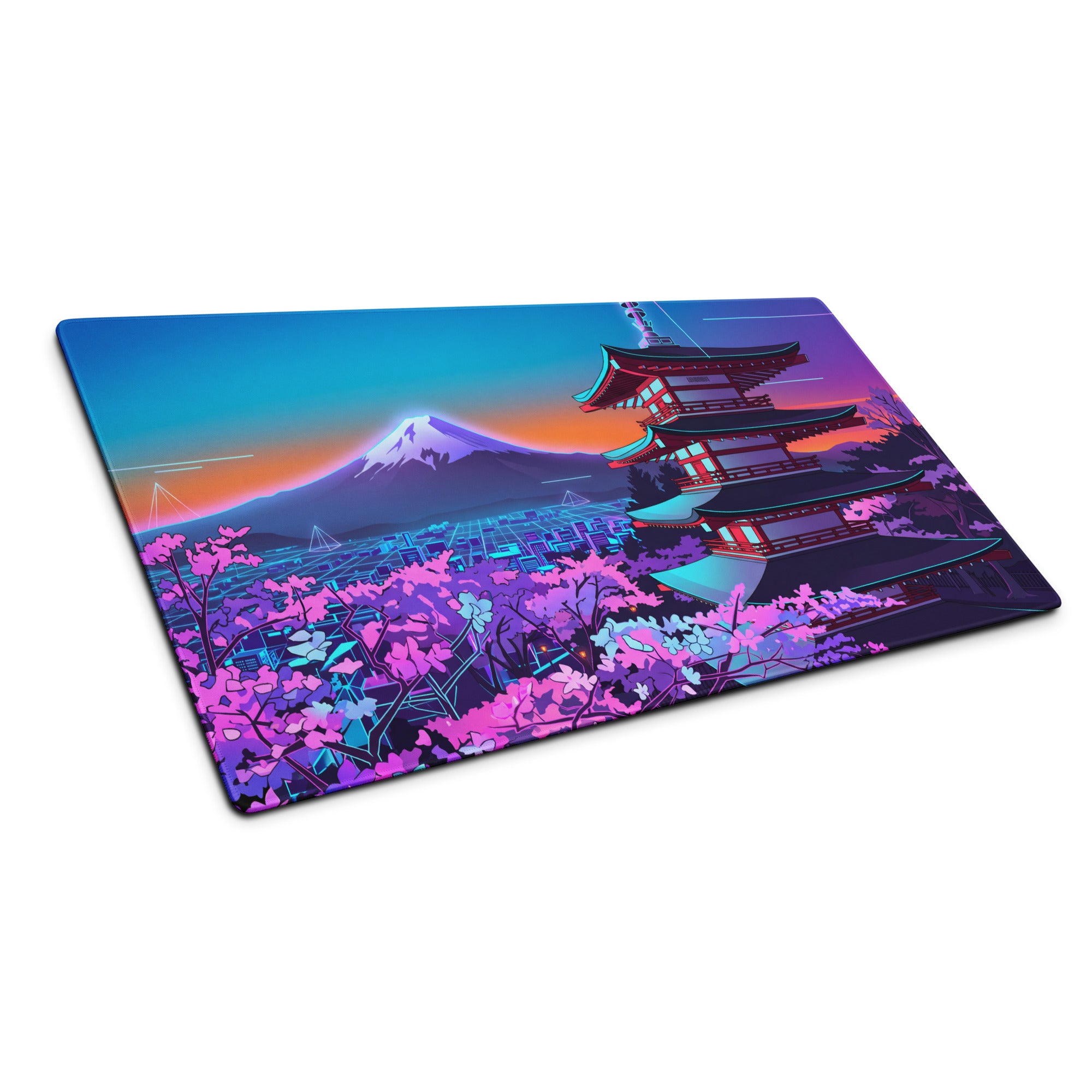 Vaporwave Neon Temple Mouse Pad - Mouse Pad Blue Purple for Gaming Vaporwave Dreamy Nostalgia Retro Futurism