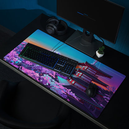 Vaporwave Neon Temple Mouse Pad - Mouse Pad Blue Purple for Gaming Vaporwave Dreamy Nostalgia Retro Futurism