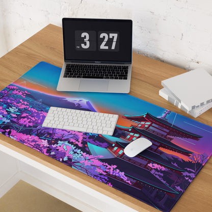 Vaporwave Neon Temple Mouse Pad - Mouse Pad Blue Purple for Gaming Vaporwave Dreamy Nostalgia Retro Futurism