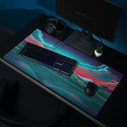 Vaporwave City Vista Mouse Pad - Mouse Pad Teal Pink Desk Vaporwave Dreamy Neon Synthwave Gaming Setup Digital Art
