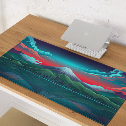 Vaporwave City Vista Mouse Pad - Mouse Pad Teal Pink Desk Vaporwave Dreamy Neon Synthwave Gaming Setup Digital Art