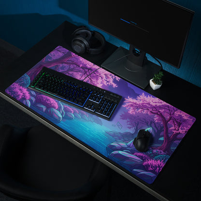 Vaporwave Crystal Skyline Mouse Pad - Gaming Mouse Pad Pink Purple Blue Desk Vaporwave Dreamy Neon Mood Digital Art