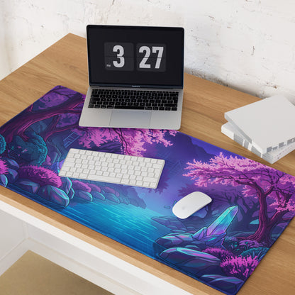 Vaporwave Crystal Skyline Mouse Pad - Gaming Mouse Pad Pink Purple Blue Desk Vaporwave Dreamy Neon Mood Digital Art