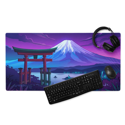 Vaporwave Neon Mount Fuji Mouse Pad - Mouse Pad Purple Pink Blue Vaporwave Dreamy Mood Retro Neon Digital Art