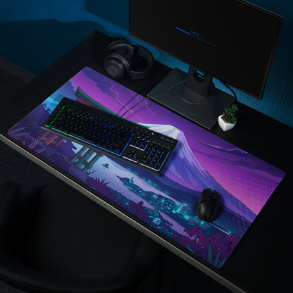 Vaporwave Neon Mount Fuji Mouse Pad - Mouse Pad Purple Pink Blue Vaporwave Dreamy Mood Retro Neon Digital Art