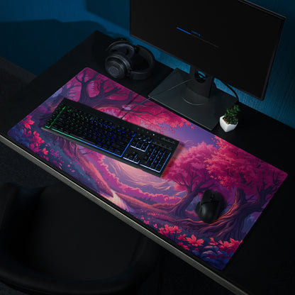 Vaporwave Sunset Forest Mouse Pad - Mouse Pad Purple Pink Sunset Desk Setup Vaporwave Dreamy Retro Neon Aesthetic Anime Digital Art