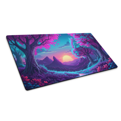 Vaporwave Neon Gaming Mouse Pad - Gaming Mouse Pad Purple Pink Blue Dreamy Vaporwave Retro Futurism Esports Desk Mat