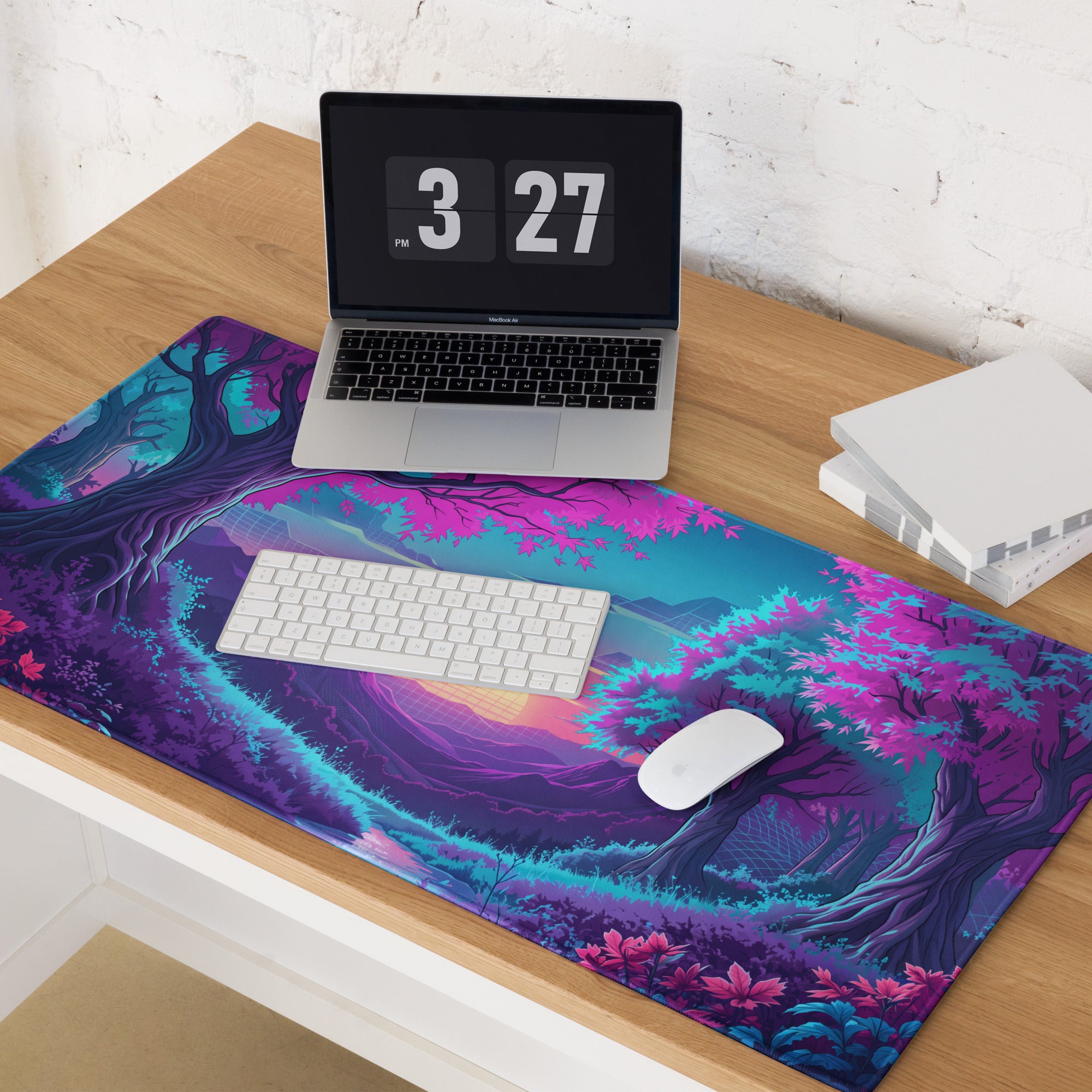 Vaporwave Neon Gaming Mouse Pad - Gaming Mouse Pad Purple Pink Blue Dreamy Vaporwave Retro Futurism Esports Desk Mat