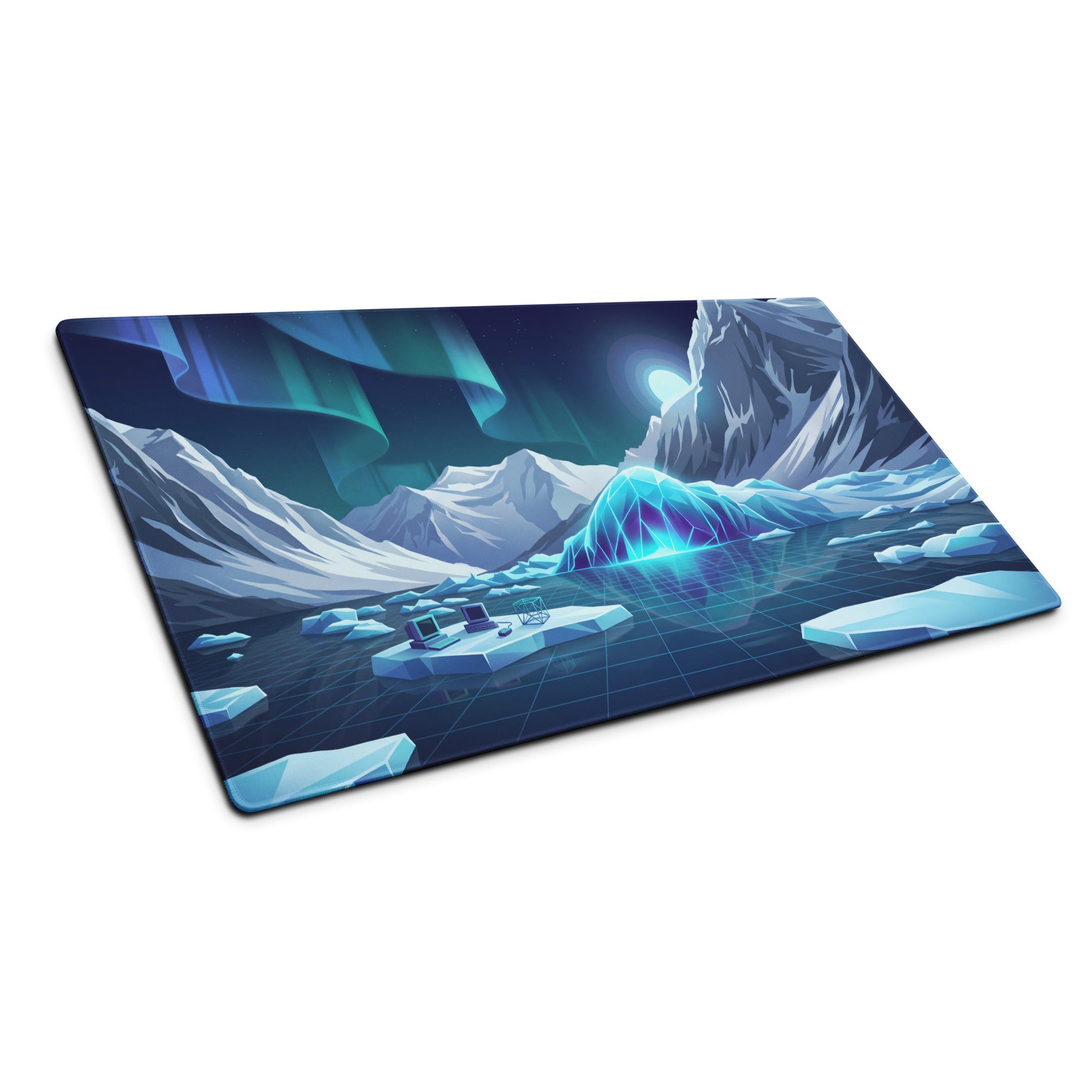 Glacial Neon Vaporwave Mouse Pad - Mouse Pad Glacial Blue Gaming Vaporwave Neon Dreamy Atmosphere Retro Futuristic
