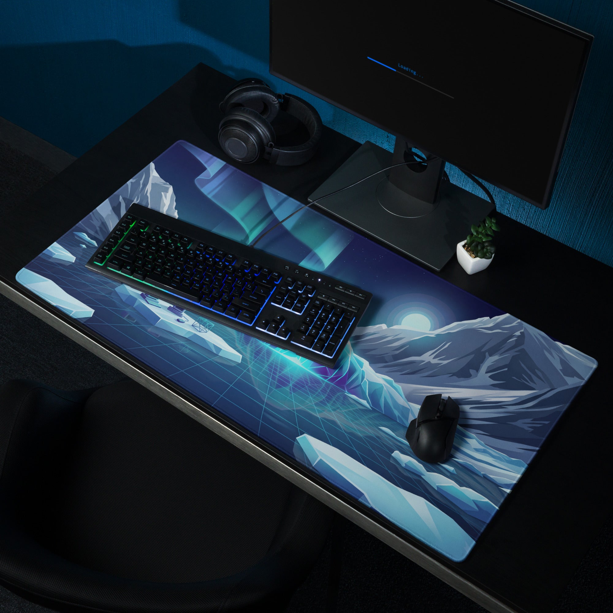 Glacial Neon Vaporwave Mouse Pad - Mouse Pad Glacial Blue Gaming Vaporwave Neon Dreamy Atmosphere Retro Futuristic