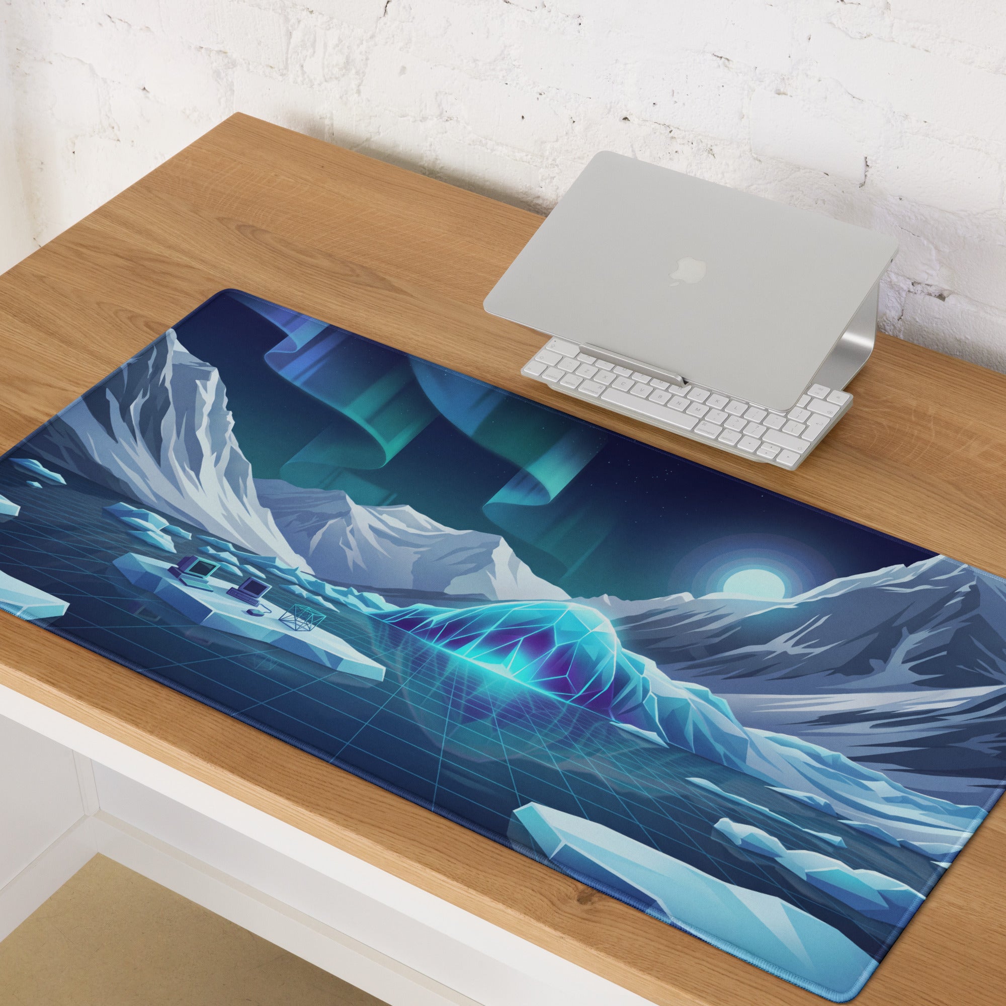 Glacial Neon Vaporwave Mouse Pad - Mouse Pad Glacial Blue Gaming Vaporwave Neon Dreamy Atmosphere Retro Futuristic