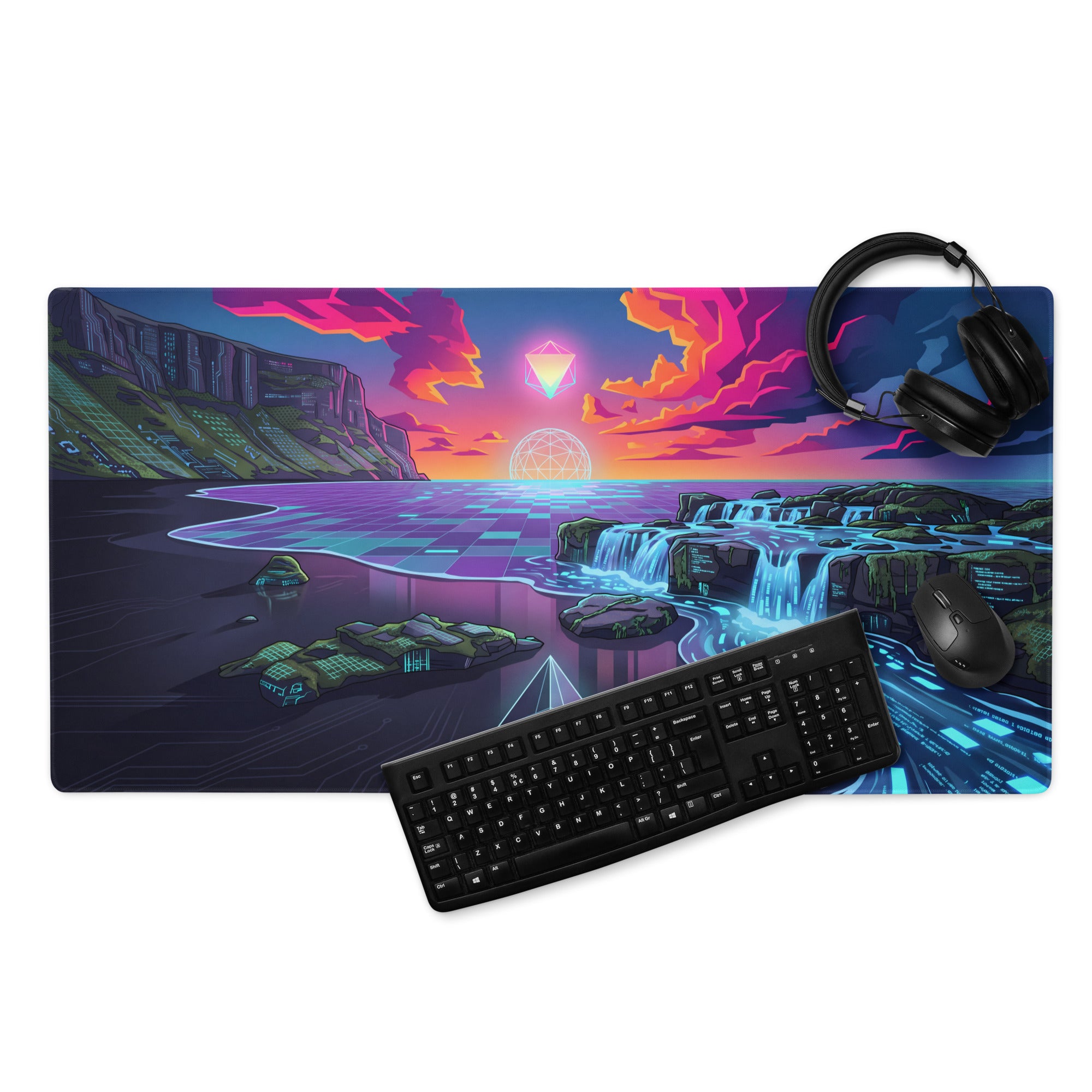 Vaporwave Neon Pad For Gaming - Mouse Pad Neon Pink Blue For Gaming Vaporwave Dreamy Neon Mood Retro Decor Digital Art