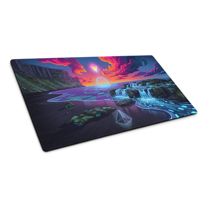 Vaporwave Neon Pad For Gaming - Mouse Pad Neon Pink Blue For Gaming Vaporwave Dreamy Neon Mood Retro Decor Digital Art