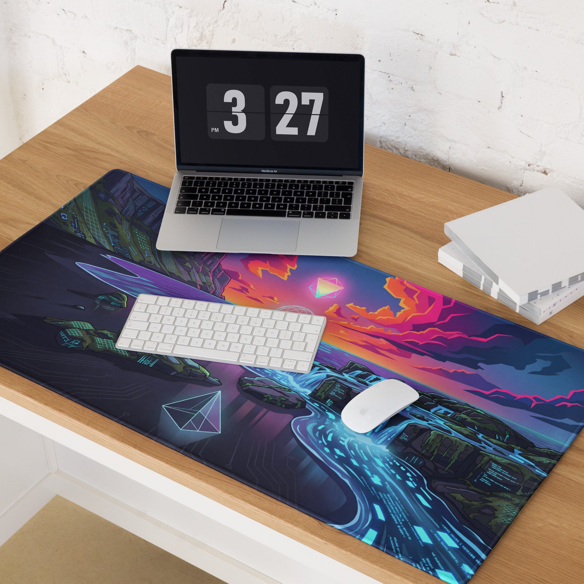 Vaporwave Neon Pad For Gaming - Mouse Pad Neon Pink Blue For Gaming Vaporwave Dreamy Neon Mood Retro Decor Digital Art