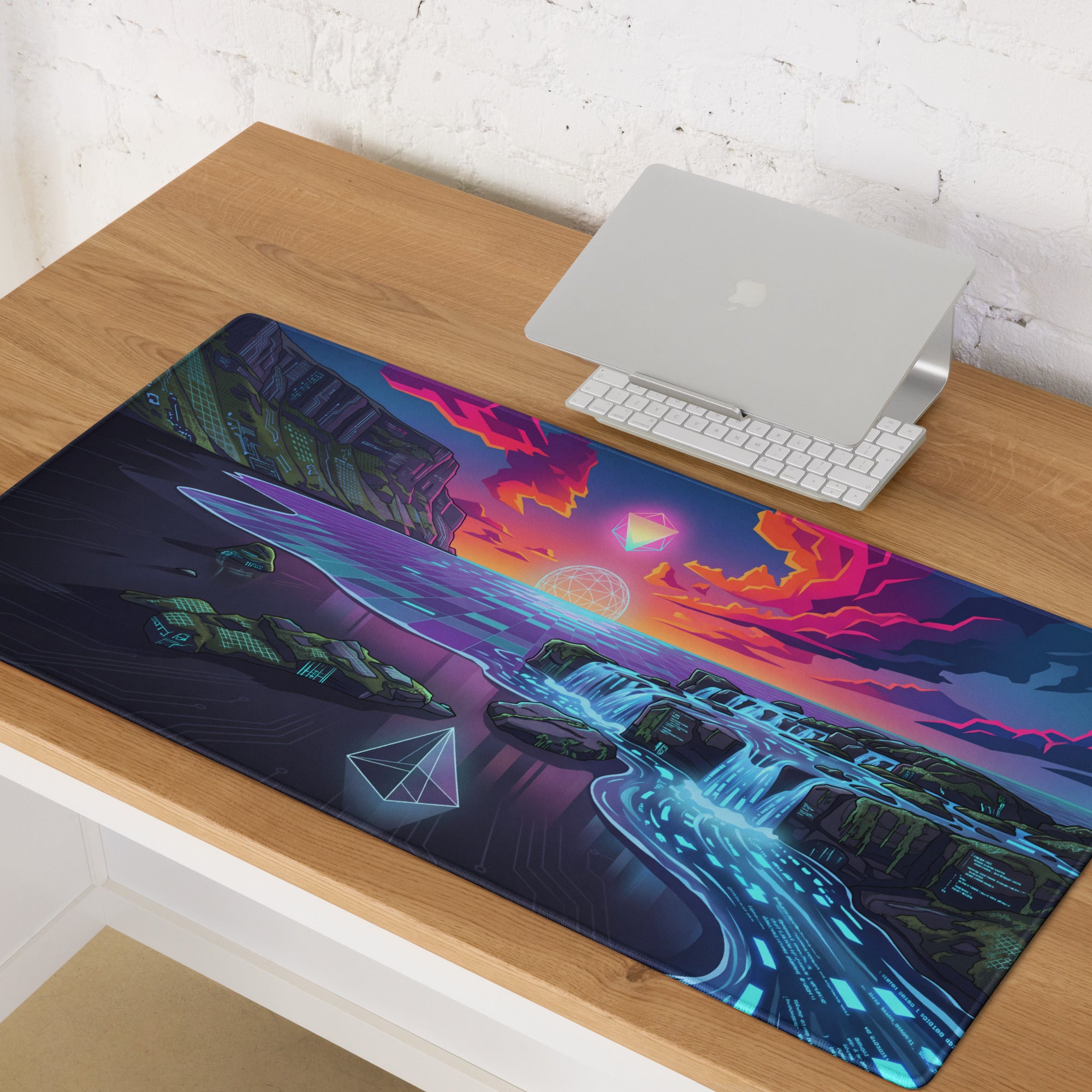 Vaporwave Neon Pad For Gaming - Mouse Pad Neon Pink Blue For Gaming Vaporwave Dreamy Neon Mood Retro Decor Digital Art