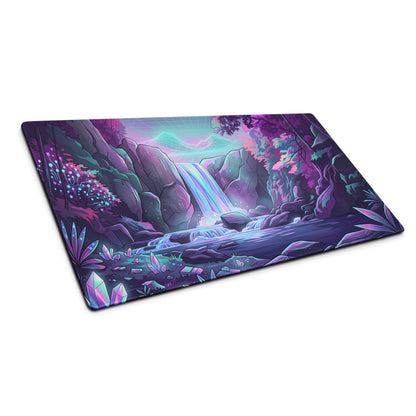 Vaporwave Neon Landscape Mouse Pad - Gaming Mouse Pad Neon Purple Pink Dreamy Mood Cyberpunk Desk Mat Digital Artwork