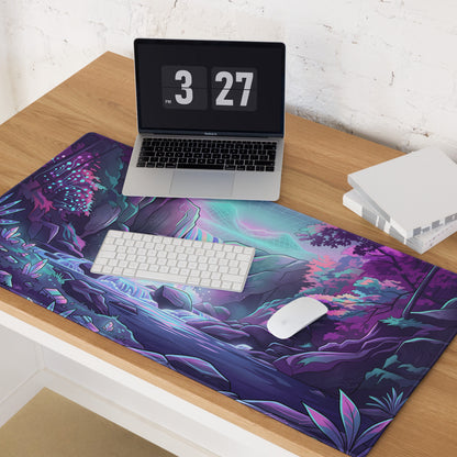 Vaporwave Neon Landscape Mouse Pad - Gaming Mouse Pad Neon Purple Pink Dreamy Mood Cyberpunk Desk Mat Digital Artwork