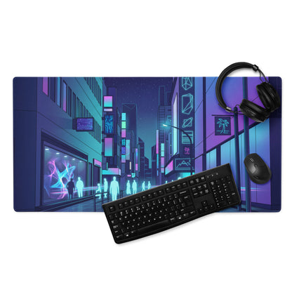 Vaporwave Neon City Mouse Pad - City Mouse Pad Purple Blue Desk Vaporwave Nostalgic Neon Chic Desk Decor Digital Art