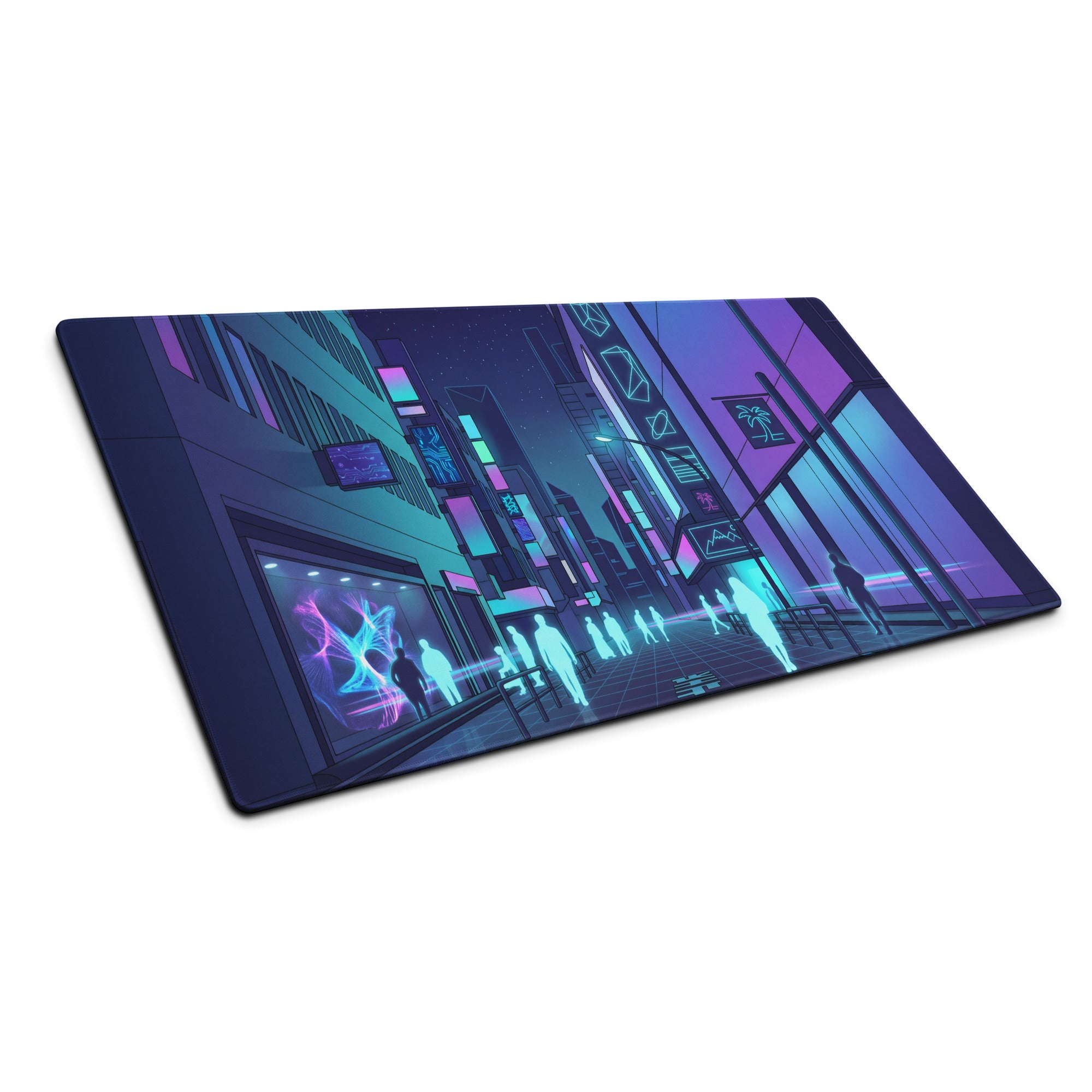 Vaporwave Neon City Mouse Pad - City Mouse Pad Purple Blue Desk Vaporwave Nostalgic Neon Chic Desk Decor Digital Art