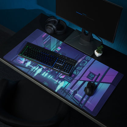 Vaporwave Neon City Mouse Pad - City Mouse Pad Purple Blue Desk Vaporwave Nostalgic Neon Chic Desk Decor Digital Art