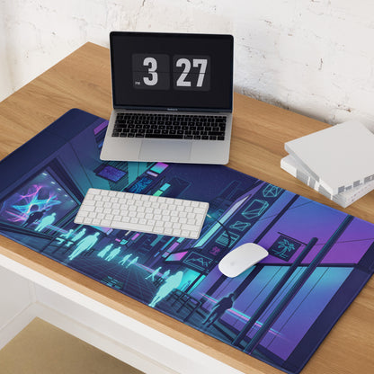 Vaporwave Neon City Mouse Pad - City Mouse Pad Purple Blue Desk Vaporwave Nostalgic Neon Chic Desk Decor Digital Art