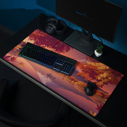 Vaporwave Landscape Mouse Pad - Mountain Scene Orange Purple For Gaming Desk Retro Vaporwave Mood Landscape Art Digital