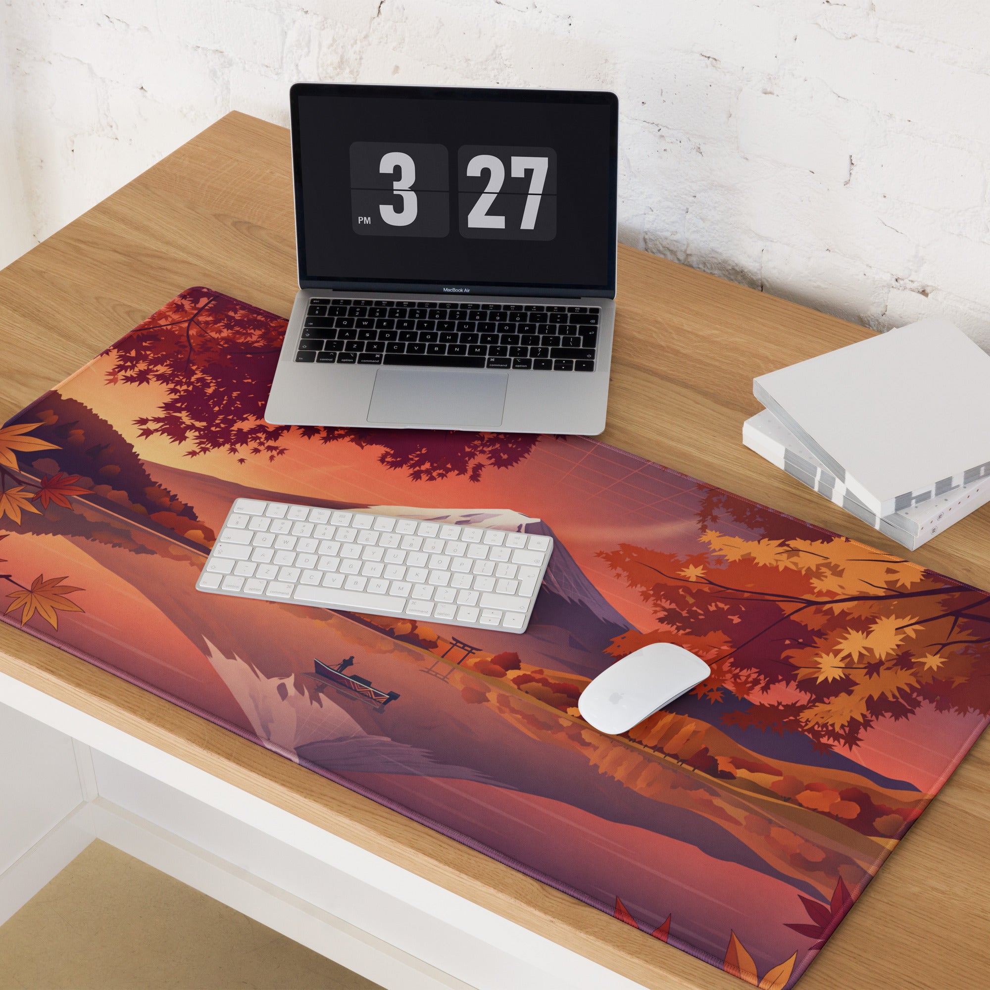 Vaporwave Landscape Mouse Pad - Mountain Scene Orange Purple For Gaming Desk Retro Vaporwave Mood Landscape Art Digital