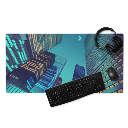 Vaporwave Cityscape Mouse Pad - Mouse Pad Neon Cyan Purple Desk Vaporwave Neon Mood Retro Decor Gaming Desk Digital Art
