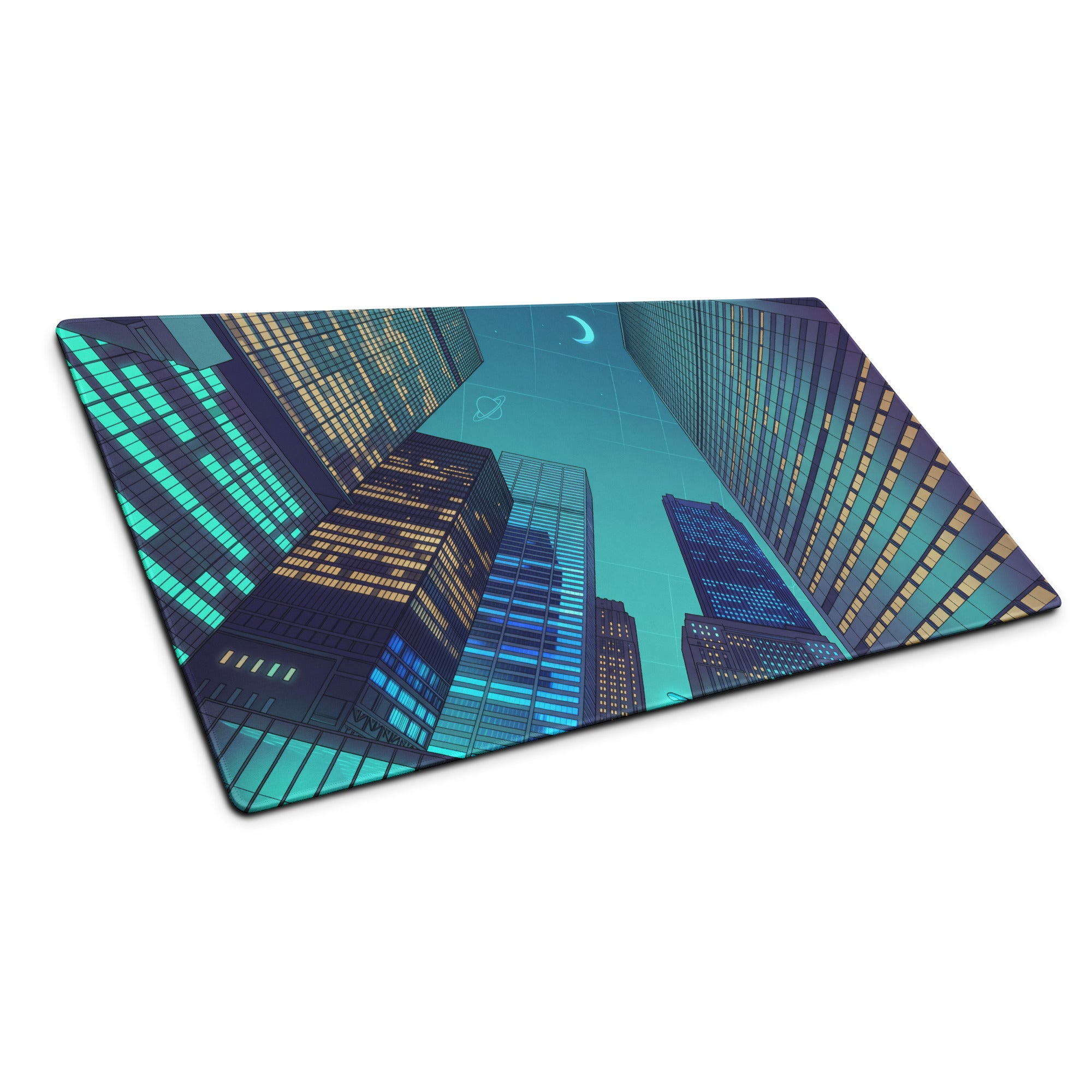 Vaporwave Cityscape Mouse Pad - Mouse Pad Neon Cyan Purple Desk Vaporwave Neon Mood Retro Decor Gaming Desk Digital Art