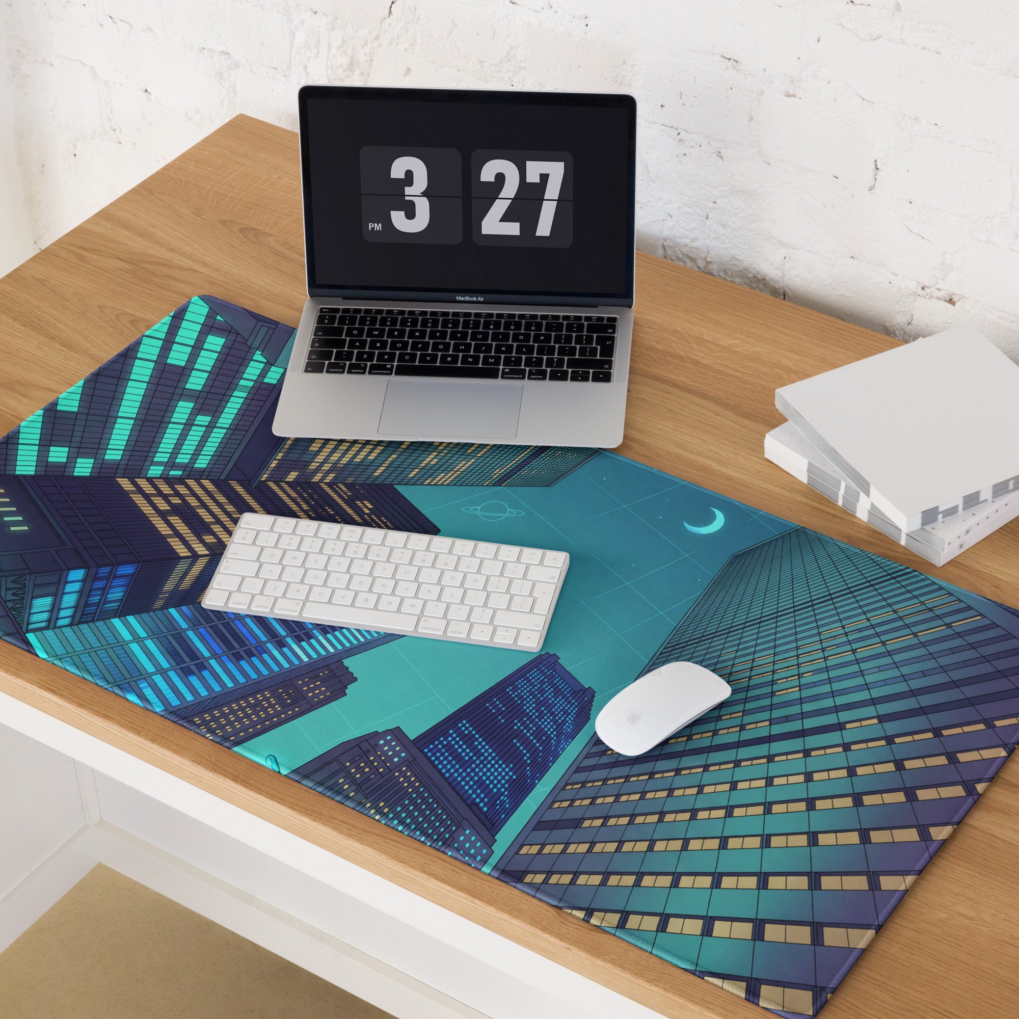Vaporwave Cityscape Mouse Pad - Mouse Pad Neon Cyan Purple Desk Vaporwave Neon Mood Retro Decor Gaming Desk Digital Art