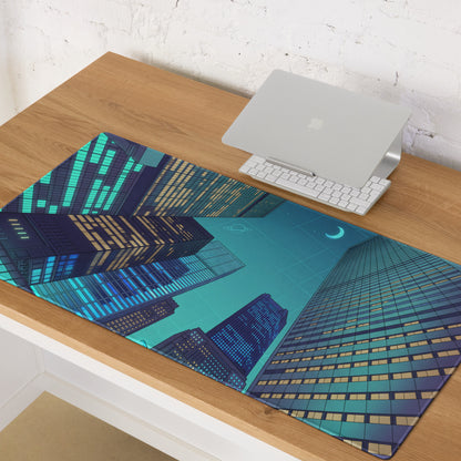 Vaporwave Cityscape Mouse Pad - Mouse Pad Neon Cyan Purple Desk Vaporwave Neon Mood Retro Decor Gaming Desk Digital Art