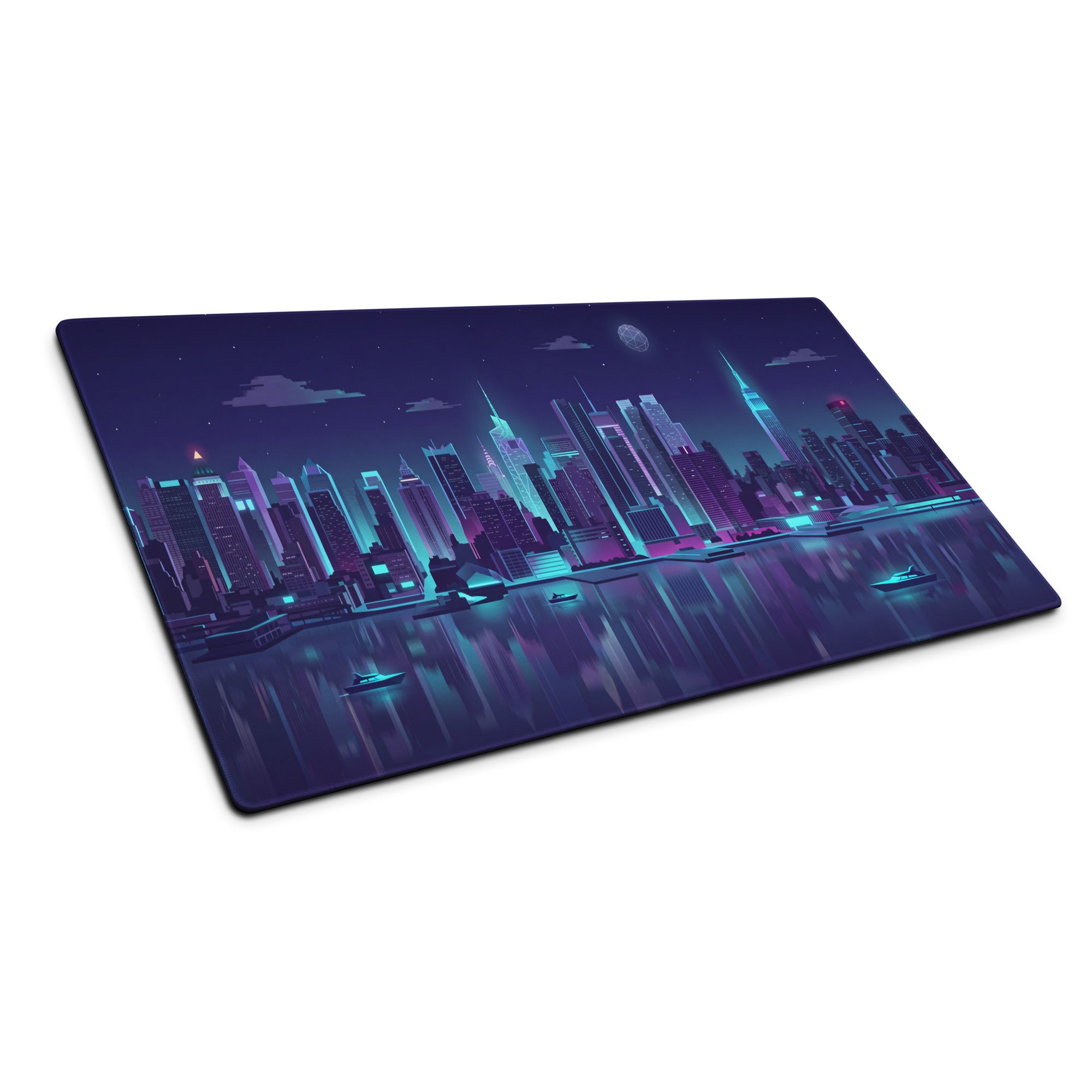Vaporwave City Neon Night Mouse Pad - City Skyline Neon Pink Blue Gaming Nostalgic Synthwave For Gamers Digital Art