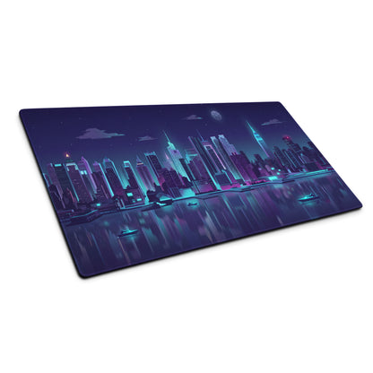 Vaporwave City Neon Night Mouse Pad - City Skyline Neon Pink Blue Gaming Nostalgic Synthwave For Gamers Digital Art