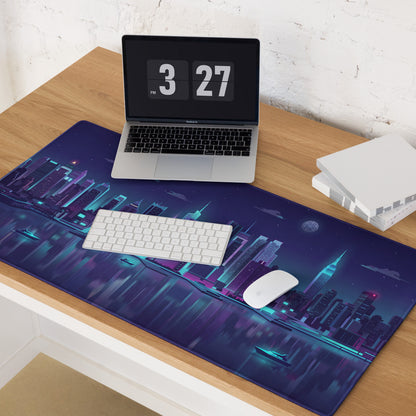 Vaporwave City Neon Night Mouse Pad - City Skyline Neon Pink Blue Gaming Nostalgic Synthwave For Gamers Digital Art