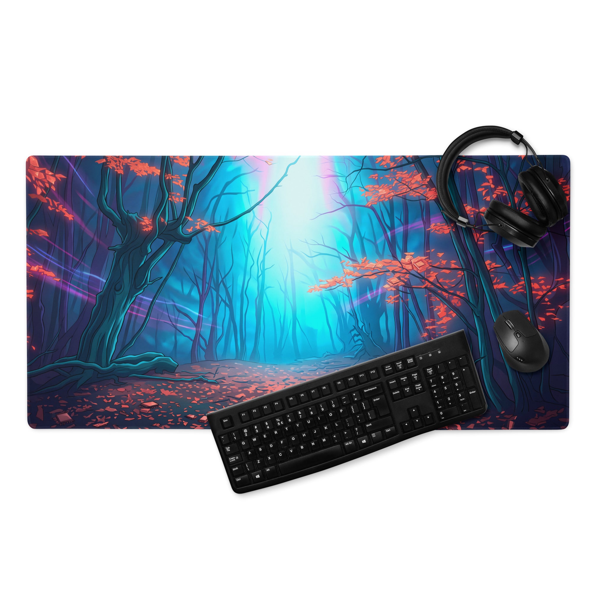 Vaporwave Forest Neon Mouse Pad - Mouse Pad Neon Blue Pink Purple For Gaming Vaporwave Desk Decor Digital Art