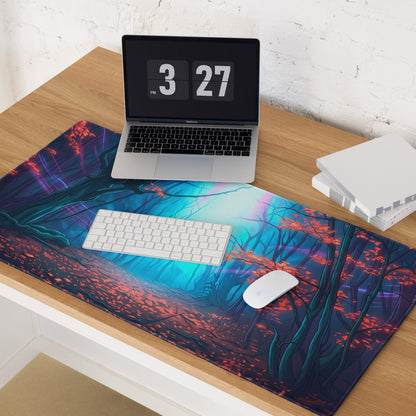 Vaporwave Forest Neon Mouse Pad - Mouse Pad Neon Blue Pink Purple For Gaming Vaporwave Desk Decor Digital Art