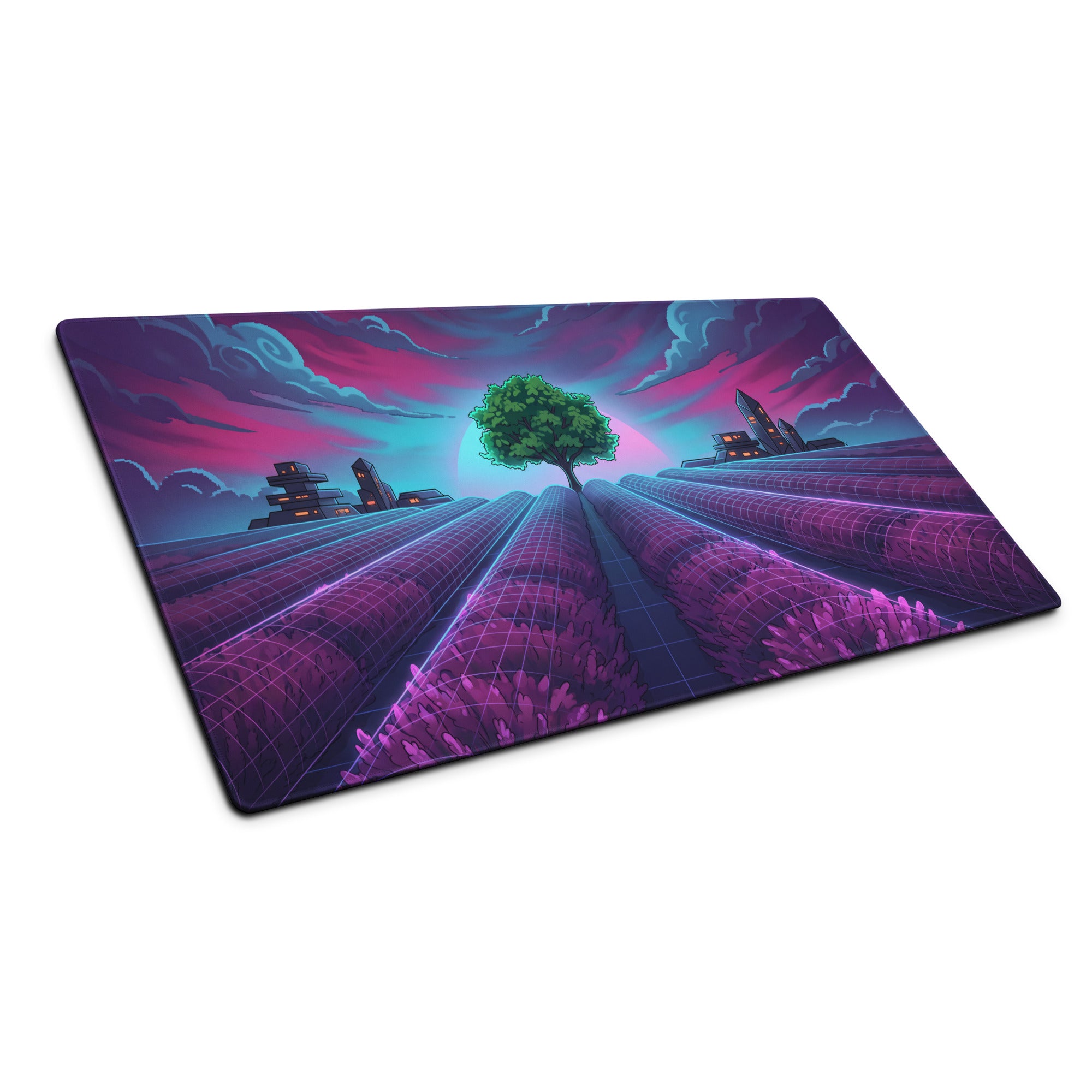 Vaporwave Neon City Mouse Pad - Mouse Pad Neon Purple Pink Blue For Gaming Desk Vaporwave Retro Futurism Digital Art