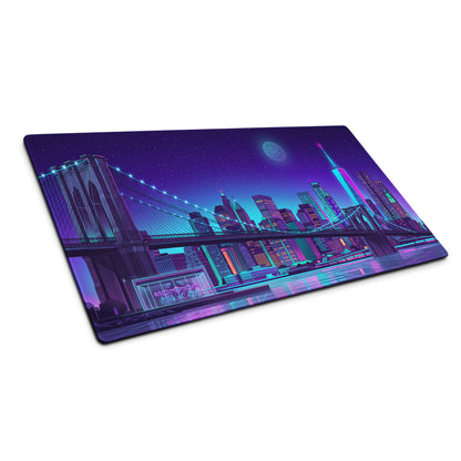 Vaporwave Neon City Mouse Pad - Mouse Pad Purple Blue Desk Gaming Vaporwave Dreamy Neon Cyberpunk Digital Art