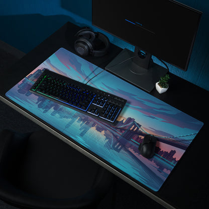 Neon Cityscape Vaporwave Mouse Pad - Cityscape Blue Purple Pink Desk Gaming Vaporwave Retro Neon Mood Synthwave Decor