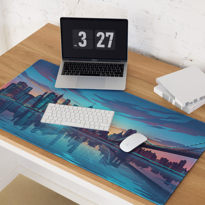 Neon Cityscape Vaporwave Mouse Pad - Cityscape Blue Purple Pink Desk Gaming Vaporwave Retro Neon Mood Synthwave Decor