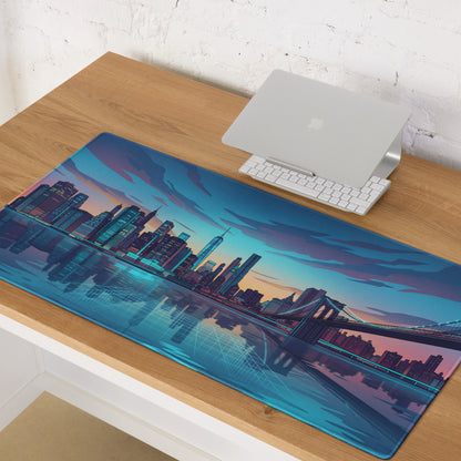 Neon Cityscape Vaporwave Mouse Pad - Cityscape Blue Purple Pink Desk Gaming Vaporwave Retro Neon Mood Synthwave Decor