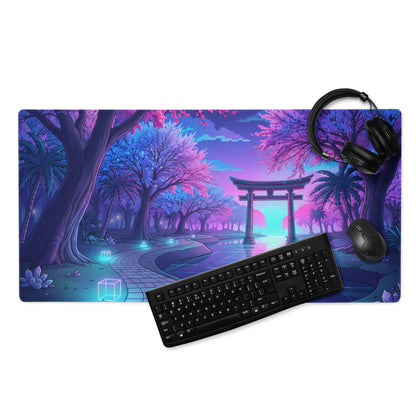 Vaporwave Nightscape Mouse Pad - Neon Pink Purple Blue Desktop Vaporwave Mood Futurism Decor Gaming Desk Mat Digital Art