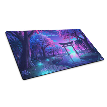 Vaporwave Nightscape Mouse Pad - Neon Pink Purple Blue Desktop Vaporwave Mood Futurism Decor Gaming Desk Mat Digital Art