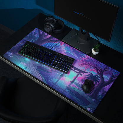 Vaporwave Nightscape Mouse Pad - Neon Pink Purple Blue Desktop Vaporwave Mood Futurism Decor Gaming Desk Mat Digital Art
