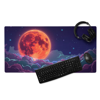 Vaporwave Cosmos Gaming Mouse Pad - Cosmic Planet Purple Orange Desk Vaporwave Nostalgic Neon Gaming Setup Digital Art