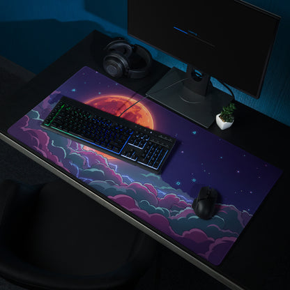 Vaporwave Cosmos Gaming Mouse Pad - Cosmic Planet Purple Orange Desk Vaporwave Nostalgic Neon Gaming Setup Digital Art